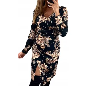 Dámské šaty V761 NOVÁ KOLEKCE ELEGANTNÍ KVĚTINOVÉ ŠATY vel. 46 (3XL)