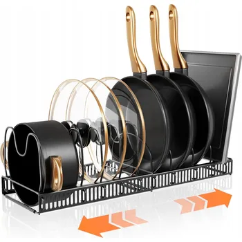 Úložný box 58x18 cm NASTAVITELNÝ ORGANIZÉR / STOJAN NA POKLICE S 10 PŘIHRÁDKAMI, KOVOVÝ