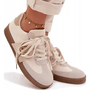 Dámské tenisky DÁMSKÉ TENISKY Z EKO SEMIŠE S OZDOBNÝM DETAILOM BÉŽOVÉ VEL. 40