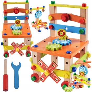 Dřevěná hračka Dřevěná Dílna pro Děti s Nářadím a Židličkou XXL - Sada Malého Kutila