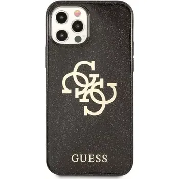 Pouzdro na mobilní telefon GUESS TPU Big 4G Full Glitter Zadní Kryt pro Apple iPhone 12 Pro Max černá (3666339004859)