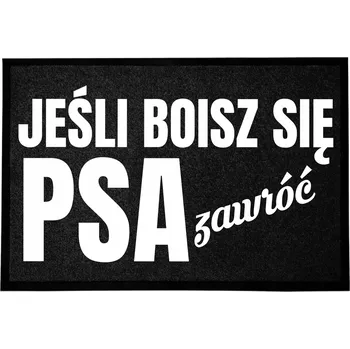 Rohožka ČERNÁ VSTUPNÍ ROHOŽKA 60X40 POD DVEŘE - VTIPNÝ NÁPIS: BOJÍŠ SE PSA?