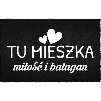 Rohožka KOKOSOVÁ ROHOŽKA ČERNÁ VSTUPNÍ 60X40 VTIPNÁ S HUMOREM LÁSKA A NEPOŘÁDEK