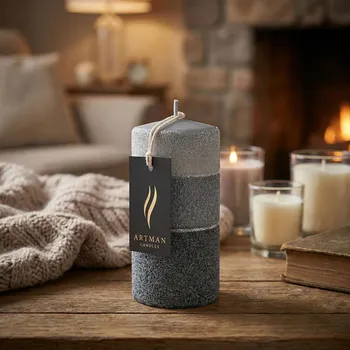 Svíčka Parafínová válcová svíčka ARTMAN MILANO 7 × 7 × 14 cm šedá