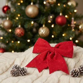 Vánoční dekorace Ozdobná mašle MONDEX SANTA LILA 18×20 cm červená