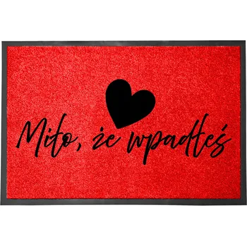 Rohožka ČERVENÁ VSTUPNÍ ROHOŽKA PŘED DVEŘE 60X40CM - RÁDI VÁS VIDÍME