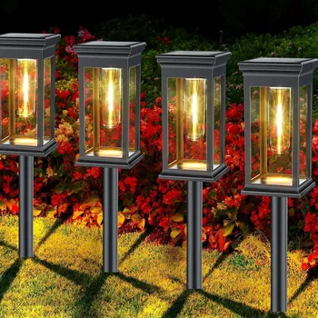 Venkovní osvětlení 4x SADA Solární LED zahradní lampa zapichovací lucerna žárovka Filament