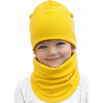 Čepice Souprava ČEPICE + NÁKRČNÍK 92-98-104 Dětská souprava 46/50 JARNÍ ŽLUTÁ