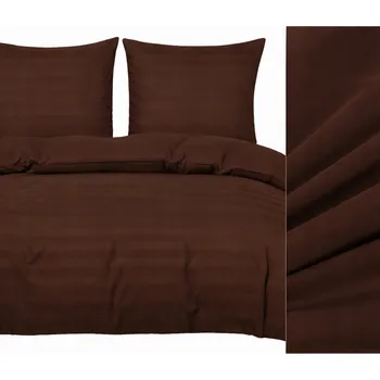 Povlečení Hotelové Povlečení damašek s proužky 160x200 hnědé, čokoládové, bronzové