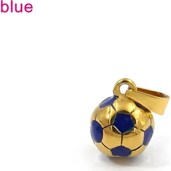 Přívěsek Fotbalový míč ve zlaté barvě s modrými puntíky - ocelový přívěsek