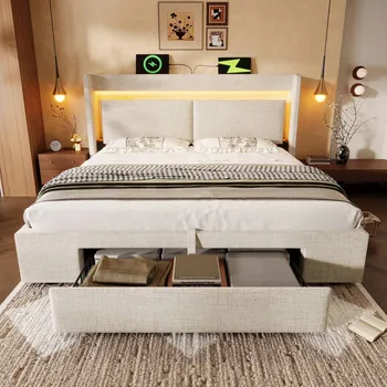 Postel Jednolůžková dřevěná postel Arhatreya 140x200 v odstínech béžové