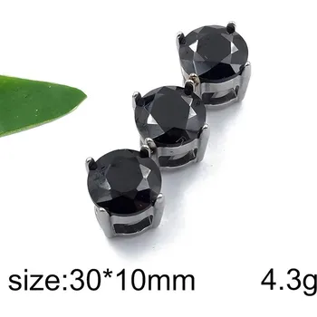 Přívěsek Tři kroužky vyplněné černými umělými kamínky - ocelový přívěsek