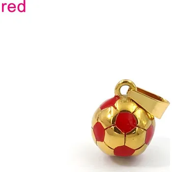 Přívěsek Fotbalový míč ve zlaté barvě s červenými puntíky - ocelový přívěsek
