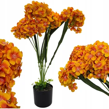 umělá květina HORTENZIE ORANŽOVÁ UMĚLÁ V KVĚTINÁČI JAKO ŽIVÁ OZDOBA PREMIUM 60 CM