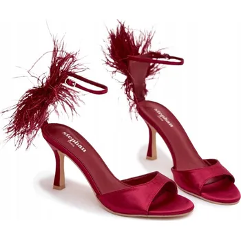 Dámské sandále Butosklep dámské sandály P-1474 WINE RED jehlové podpatky, velikost 40
