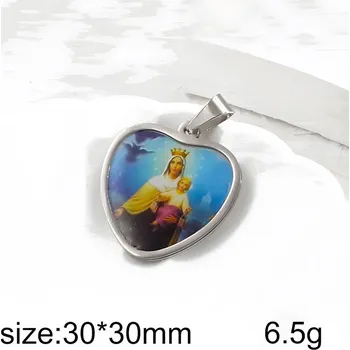 Přívěsek Srdíčko s náboženským motivem - ocelový přívěsek