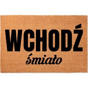 KOKOSOVÁ ROHOŽKA PŘED DVEŘE 60X40 CM - VÍTÁ VÁS S HUMOREM - VSTUPTE S ÚSMĚVEM