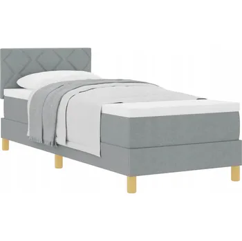 Postel Postel s pružinovou matrací a nastavitelným čelem, světle šedá, 203 x 80 x 88 cm