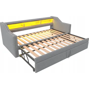 Postel Jednolůžková dřevěná postel Arhatreya 90x200 cm šedá