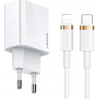 Síťová nabíječka Usams Apple Lightning, USB typ C pro Apple 3000 mA 5 V bílá