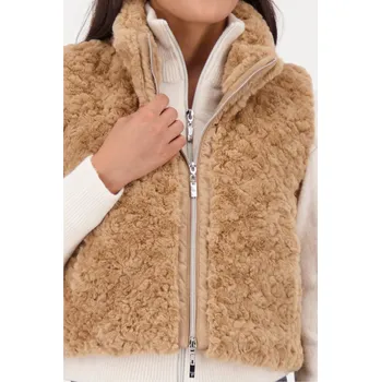 Dámský kabát Vesta Monari 9279 béžová kožešinová textura s kapsami Velikost: 38