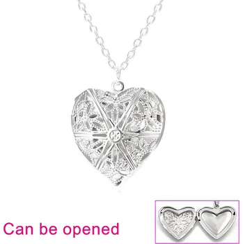 Přívěsek Otevírací medailonek ve tvaru srdce - přívěsek z oceli s řetízkem 45cm - varianta 6