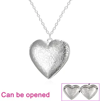 Přívěsek Otevírací medailonek ve tvaru srdce - přívěsek z oceli s řetízkem 45cm - varianta 2