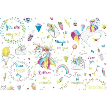 Fototapeta Dětská fototapeta jednorožec duha kočka 90x135 cm