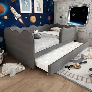 Postel Jednolůžková dřevěná postel Arhatreya 90x190 cm šedá