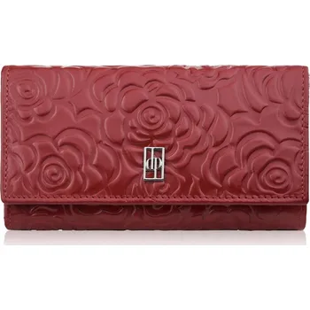 Peněženka Dámská kožená peněženka velká červená s květinami a RFID ochranou Paolo Peruzzi