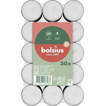 Svíčka Ohřívače Svíčky bílé neparfémované 6h TEALIGHT BOLSIUS - 30 kusů