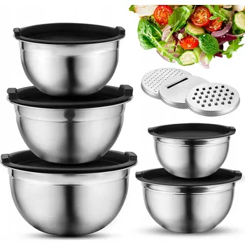 Misky na míchání, 5dílná, Zasouvací salátová mísa z nerezové oceli