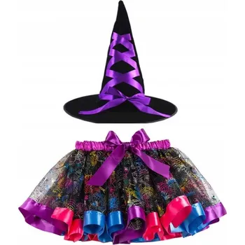 Karnevalový kostým SUKNĚ KOSTÝM S TUTU PLÁŠŤEM, KLOBOUKA, KOSTÝM BABA JAGA 104 128