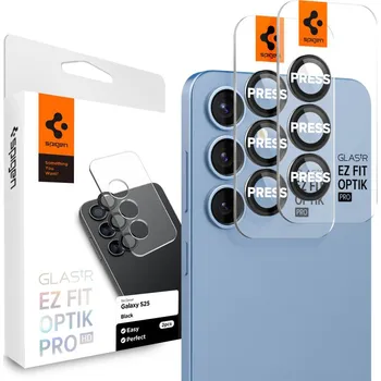 Spigen Glass tR EZ Fit Optik Pro HD 2 Pack ochranné sklo pro Samsung Galaxy S25 černé
