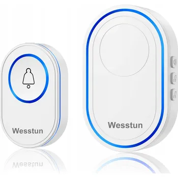 Domovní zvonek WESSTUN Bezdrátový Zvonek na Dveře 39 Melodií IP67 Vodotěsný Bílý