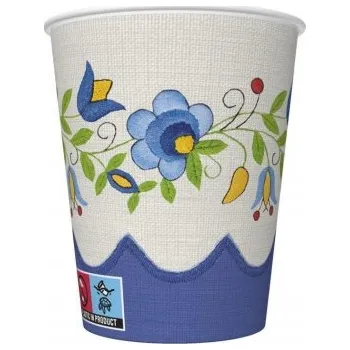 Party nádobí KELÍMKY PAPÍROVÉ dekorace folk Grafika Vyšívání 270 ml 8 ks DEKORACE stolu