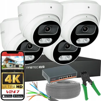 IP kamera Monitorovací sada 4 IP kamer 8MP 4K POE, PoE switch, detekce osob (bez HDD)