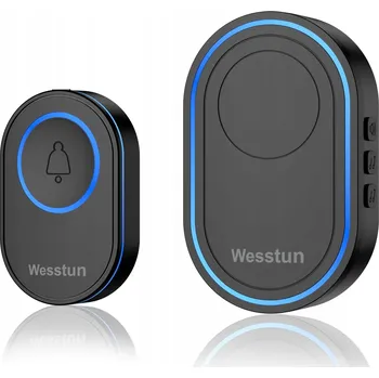 Domovní zvonek WESSTUN Bezdrátový zvonek, voděodolný IP67, dosah, 39 melodií, černý