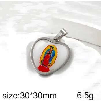 Přívěsek Srdíčko s náboženským motivem 30x30mm - ocelový přívěsek - varianta 2