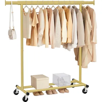 Věšák Pojízdný stojan na oblečení Doug zlatý