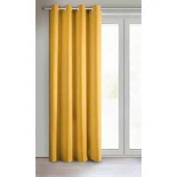 Závěs Dekorační jednobarevné závěs s kroužky EASY TOP mustard/hořčicová 1x140x250 cm (cena za 1 kus) MyBestHome