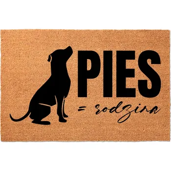 KOKOSOVÁ ROHOŽKA PŘED DVEŘE 60X40 CM - VTIPNÝ MOTIV PES RODINA