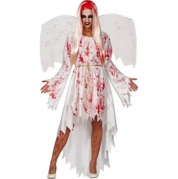 Karnevalový kostým KOSTÝM KRVAVÝ ANDĚL SMRTI BÍLÝ ZAKRVÁCENÝ L
