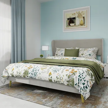 Postel Jednolůžková dřevěná postel Arhatreya 160x200, béžové odstíny