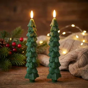 Lampička Stolní LED svíčky stromečky MONDEX NIKOLAO 5 × 26 cm zelené 2 ks