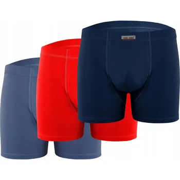 Sesto Senso 3-BALENÍ Pánské boxerky BM04 bavlněné Jeans Červená Modrá M
