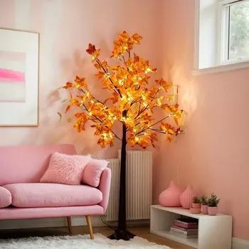 Lampička Noční lampa LED strom DUŻE javor podzim listí 150 cm teplá bílá