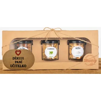Dárková krabička Dárková sada Kešu či Mandlí 3ks NAMIXUJ si SÁM Děkuji paní učitelko (Dárková sada Kešu či Mandlí 3ks NAMIXUJ si SÁM Děkuji paní učitelko)
