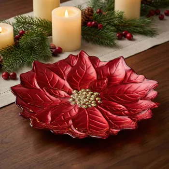 Dekorativní talíř ve tvaru květu MONDEX FLOWIE 31,5 cm červený