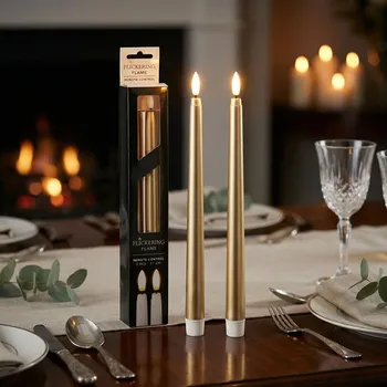 Lampička Stolní LED svíčky na dálkové ovládání s časovačem MONDEX FLICKERING FLAME 27 cm zlaté 2 ks